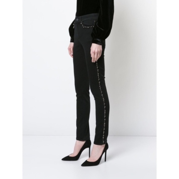 PAIGE Denim - NWOT Paige Noir Rox Embellished Black Skinny Jeans